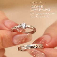 一目惚れカップル指輪男女ins小衆軽贅沢高級感トレンドペアリング結婚莫桑ドリルリング