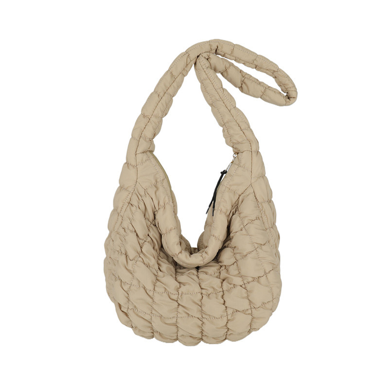 2026 Spring New Pleated Cloud Women's Handbag Large Capacity Single Shoulder Crossbody Bag Quilted Embroidery Underarm Bag