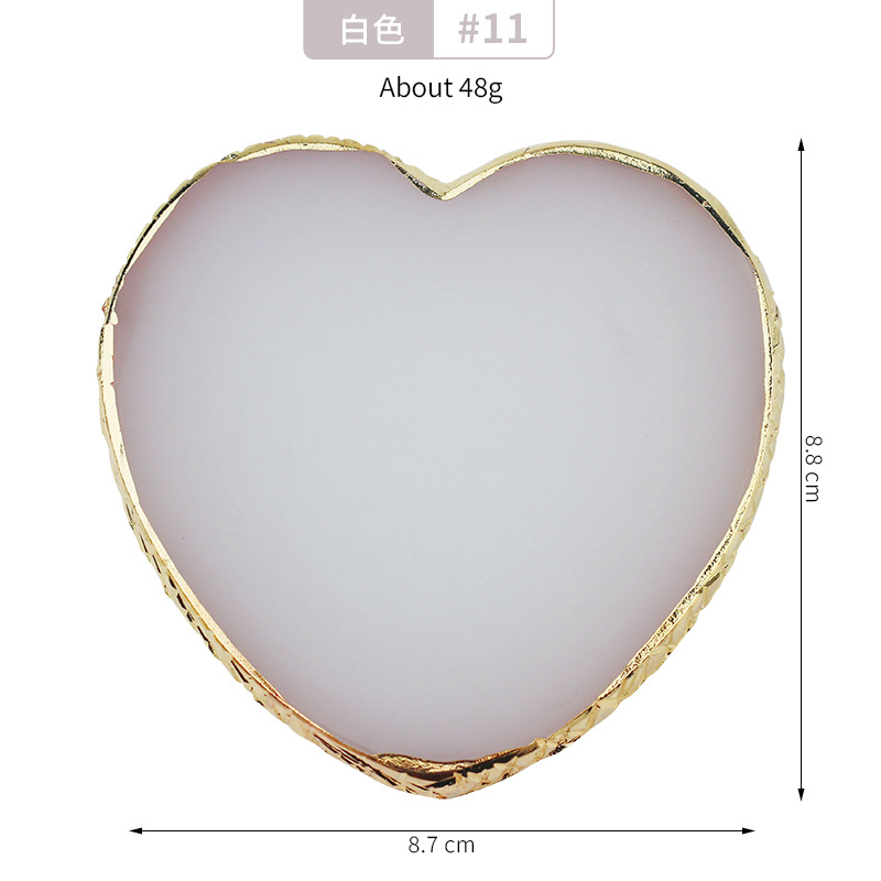 Nuevas paletas transfronterizas de manicuras en forma de corazón de resina de ágata de manicuras herramientas de tablero de visualización de color