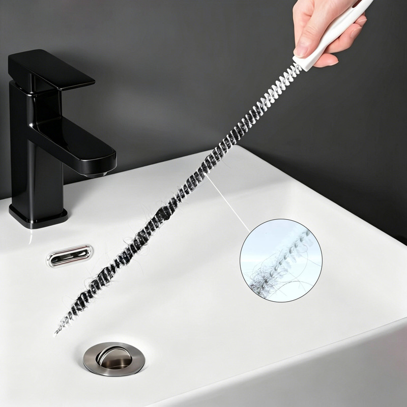 Sewer Pipe Cleaning Brush, Bathroom Drain Hair Removal Tool, Kitchen Sink Hair Remover, Extended Pipe Brush