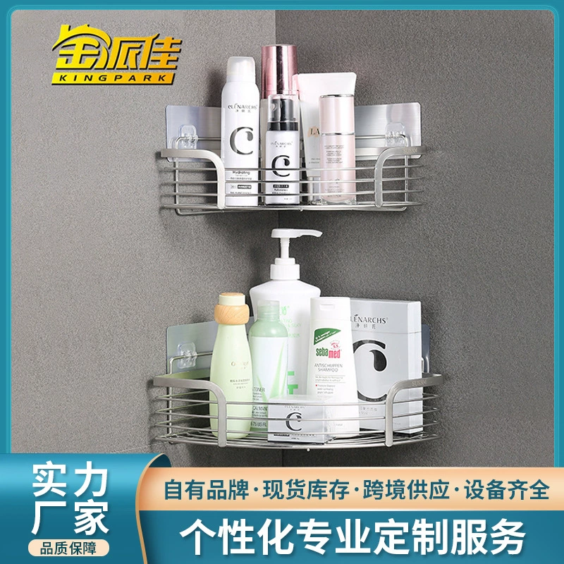 Угловая полка для ванной из нержавеющей стали 304, настенная, без сверления, треугольная, без гвоздей