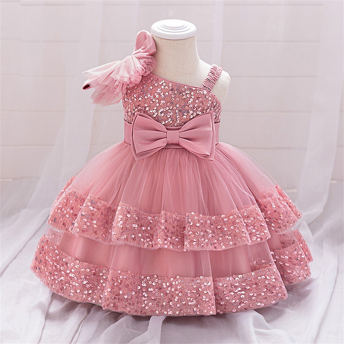 Vestido de princesa para niños europeos y estadounidenses, vestido de flor, vestido de malla para niños, vestido de cumpleaños, vestido de verano al por mayor