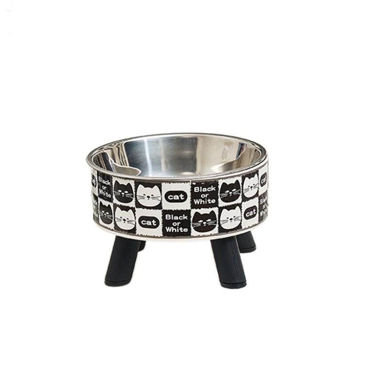 Tazón para gatos retro Tazón para gatos de acero inoxidable Tazón para beber Cuello para mascotas Tazón para pies antideslizante Tazón para gatos antivolcado