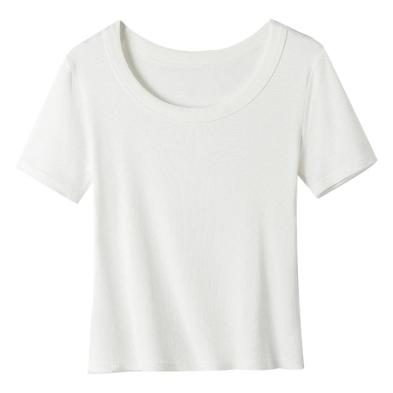 H521 生放送人気のラウンドネック半袖 T シャツ女性の夏のアウターウェアとインナーレイヤリングシャツ無地快適で通気性のあるトップ服