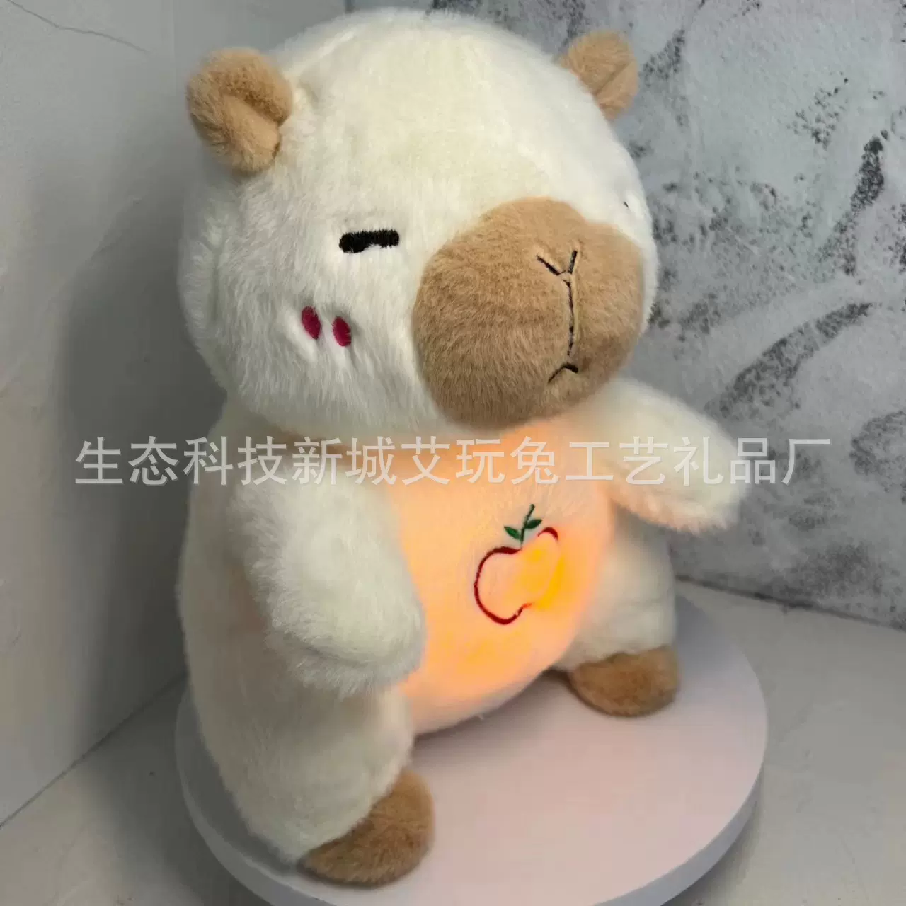 跨境新款呼吸熊系列毛绒玩具有音乐会发光儿童卡通水獭小浣熊玩偶