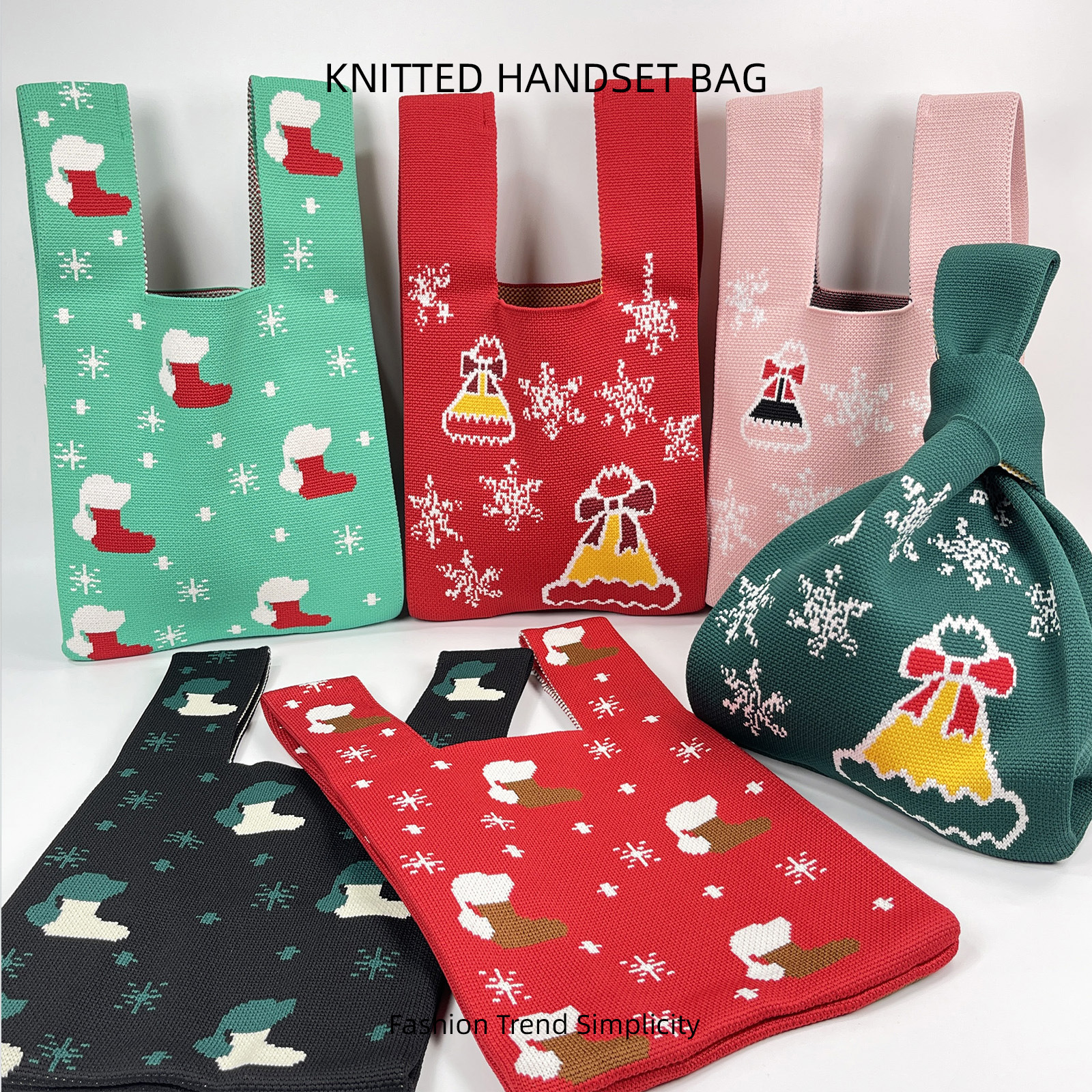 Navidad, regalo de Año Nuevo, bolsos de punto, bolsos de mujer, bolsos rojos, bolsos de brazo, bolsos de mujer.