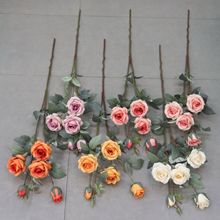 高级简欧单枝2叉欧式清新小玫瑰仿真花婚庆家居装饰摆件批发摄影