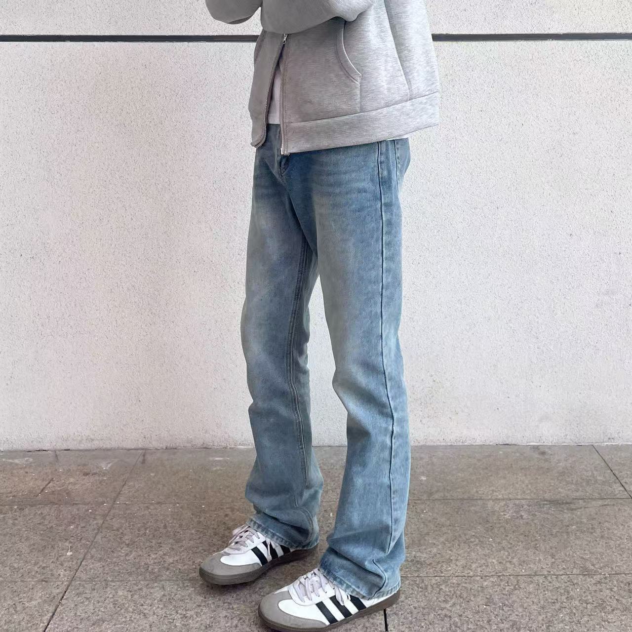 Cleanfit hielo azul vintage517 estilo jeans lavado en agua micro slimline jeans lavado en agua