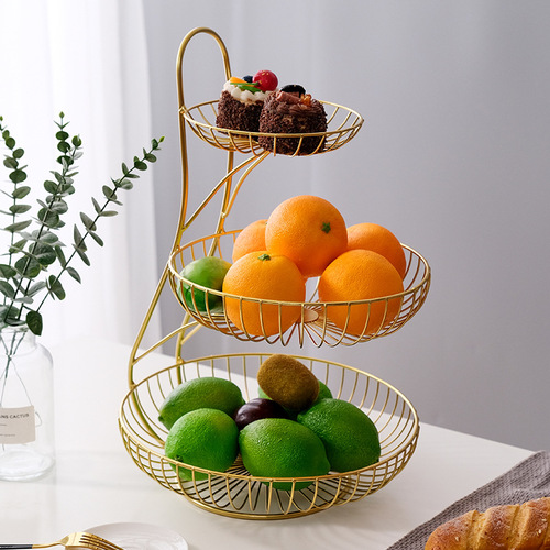 Direct Manufacturer Sale Creative Multi-layer Fruit Basket Iron Dry Fruit Basket Living Room Restaurant Storage Rack Multi-layer Candy Rack