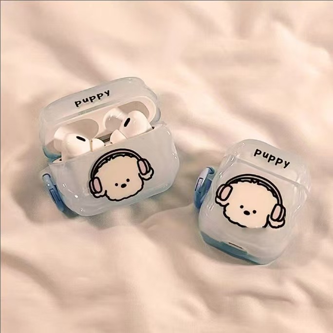Nuevo estilo creativo de dibujos animados lindo música cachorro i12 cubierta de auriculares TPU a prueba de caídas personalidad portátil