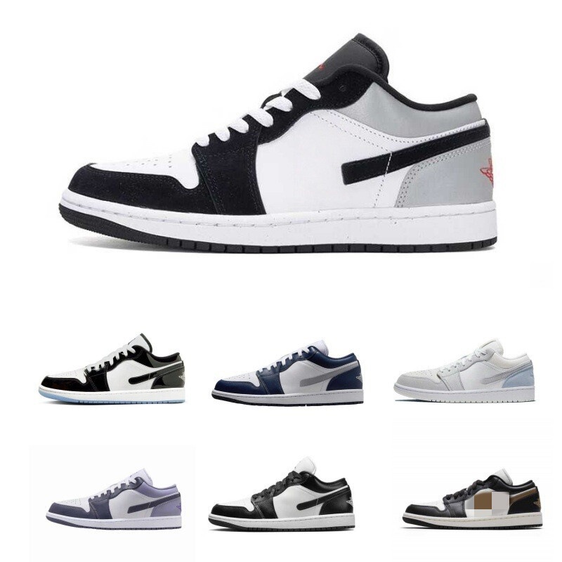 Cross-Border Putian Shoes Aj1 Men's and Women's Sneakers Black and White Panda Mocha Gold Hook Jordan 1 Basketball Shoes Black and Green Toe Casual Shoes