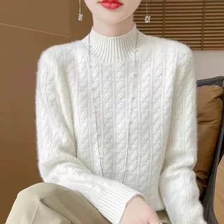 跨境羊绒毛衣女2026秋冬新款半高领加厚针织衫宽松套头衫时尚百搭