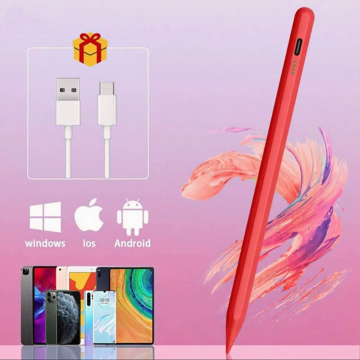 Емкостный стилус 2260 универсальный, активный сенсор для iPad Android Windows, лёгкий 42 г