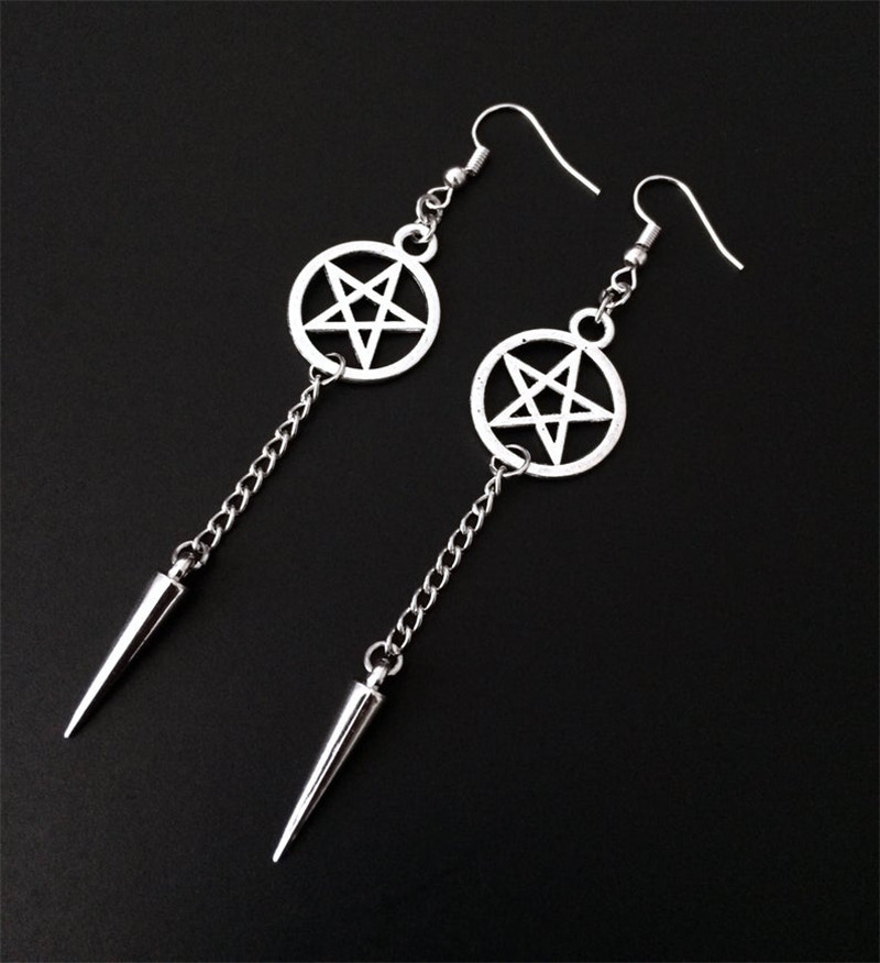 Gothic Retro Pentagram Cross Alloy Plating Women's Drop Earrings display picture 4