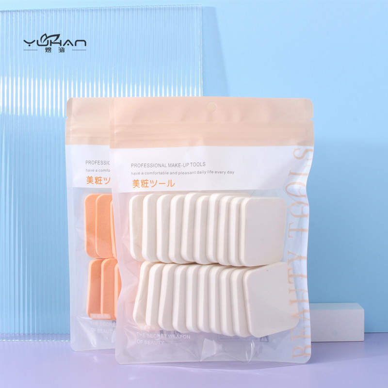 YUHAN de 20 piezas de hojaldre de polvo hidrófilo de agua grande cuadrado redondo húmedo y seco de doble uso de maquillaje puff Y0137