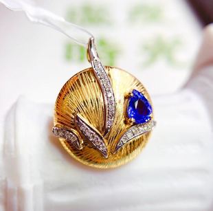 Jewelry manufacturers DIY 18K gold inlaid natural sapphire pendant main stone: 0.5 karat