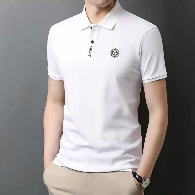 (Soporte de entrega de una pieza) Camiseta de manga corta para hombre de verano solapa más tamaño Polo camisa joven y de mediana edad al por mayor ropa de hombre