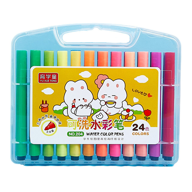 Pintura DE LOS NIÑOS lavable triángulo titular de la pluma caja acuarela pluma suave cabeza de la pluma acuarela color pluma suministros de arte al por mayor