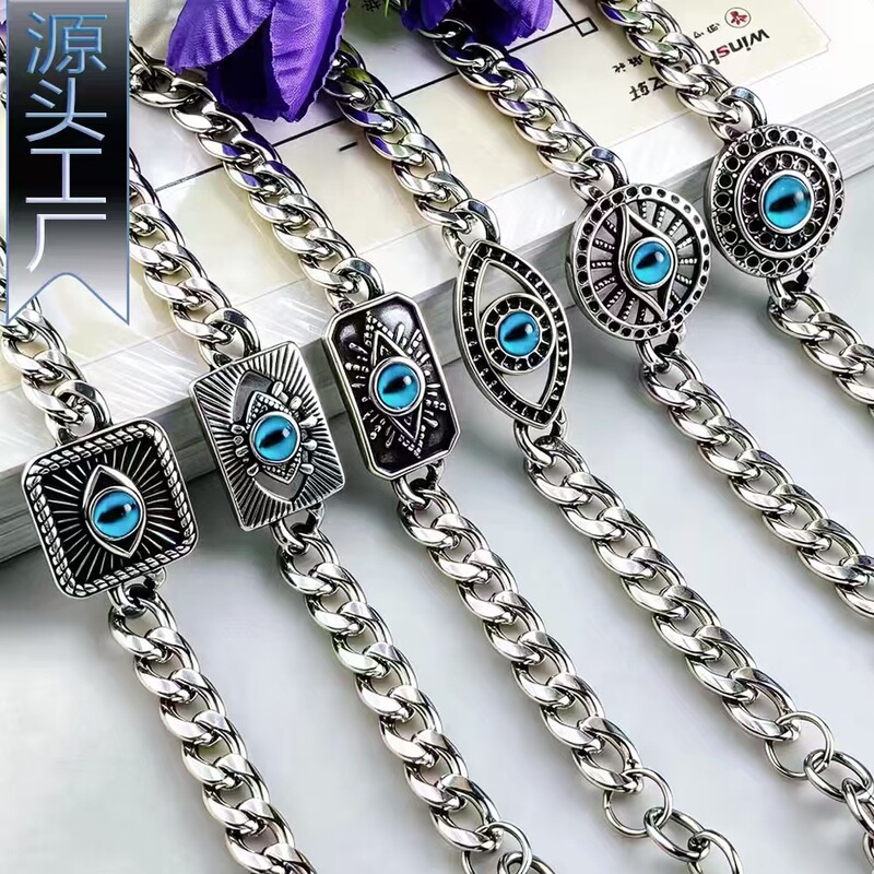 European and American Cross-Border New Style Men's Simple Stainless Steel Hollow Geometric Eye Hip-Hop Bracelet, Trendy and Popular European and American Cross-Border New Style Men's Simple Stainless Steel Hollow Geometric Eye Hip-Hop Bracelet, Trendy and Popular