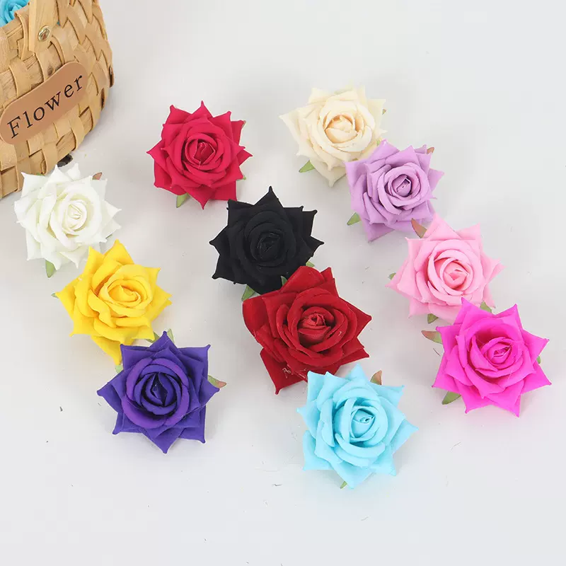 仿真绒布角玫玫瑰花头胸花婚庆婚车蛋糕发夹饰品装饰假花厂家批发