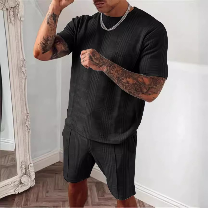 Verano 2022 hombres transfronterizos populares europeos y americanos Amazon pantalones cortos de manga corta de dos piezas deportes traje casual de moda hombres