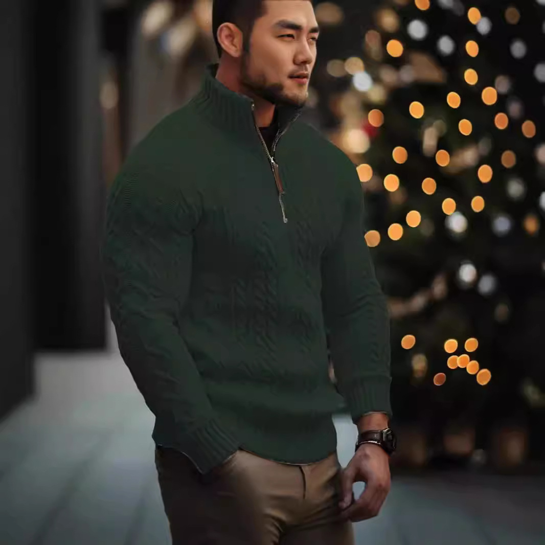 Autumn and Winter New Casual Loose Turtleneck Men's Base Shirt Cross-border Independent Station Foreign Trade Stand Collar Long-sleeved Sweater for Men