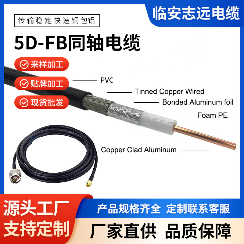 5D?FB同轴电缆铜包铝发泡PE射频信号传输线通信基站天线馈线定制