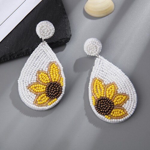 European and American creative personality ethnic style fabric bead earrings handmade wine cup cactus stud earrings earrings accessories wholesale