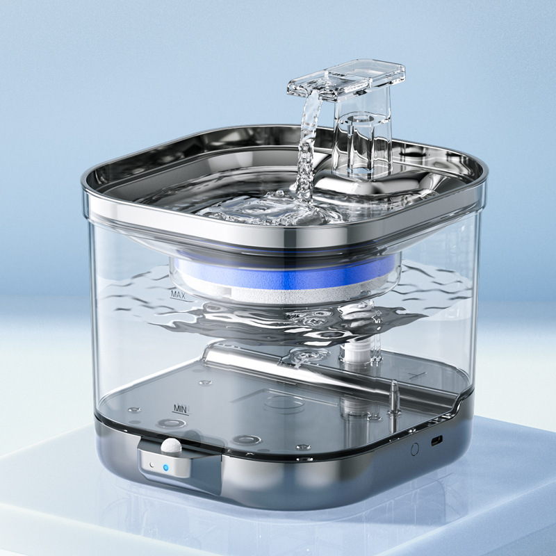 新しいワイヤレス猫噴水充電式ウォーターディスペンサー自動循環ペット水飲み場ステンレス鋼スマート給餌送料無料|undefined