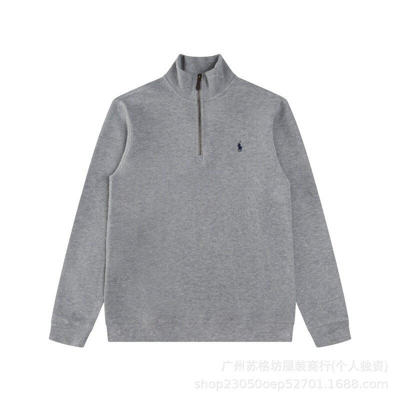 【高品质】可扫码~RL拉夫刺绣小马标半拉链高领长袖针织卫衣男女|undefined