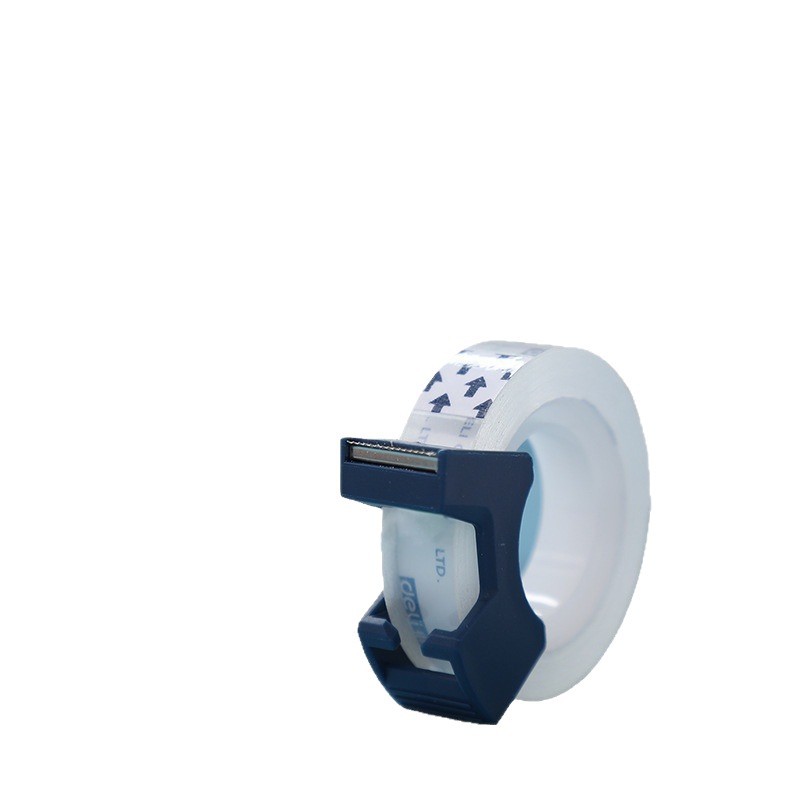 Deli 30122 cinta pequeña transparente 12mm estudiante mano lágrima cinta adhesiva cinta traje con cortador
