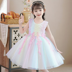 Children's Princess Dress, Summer New Arrival, Girls' Stylish Puffy Tulle Skirt, Flower Girl’s Holiday Performance Piano Costume