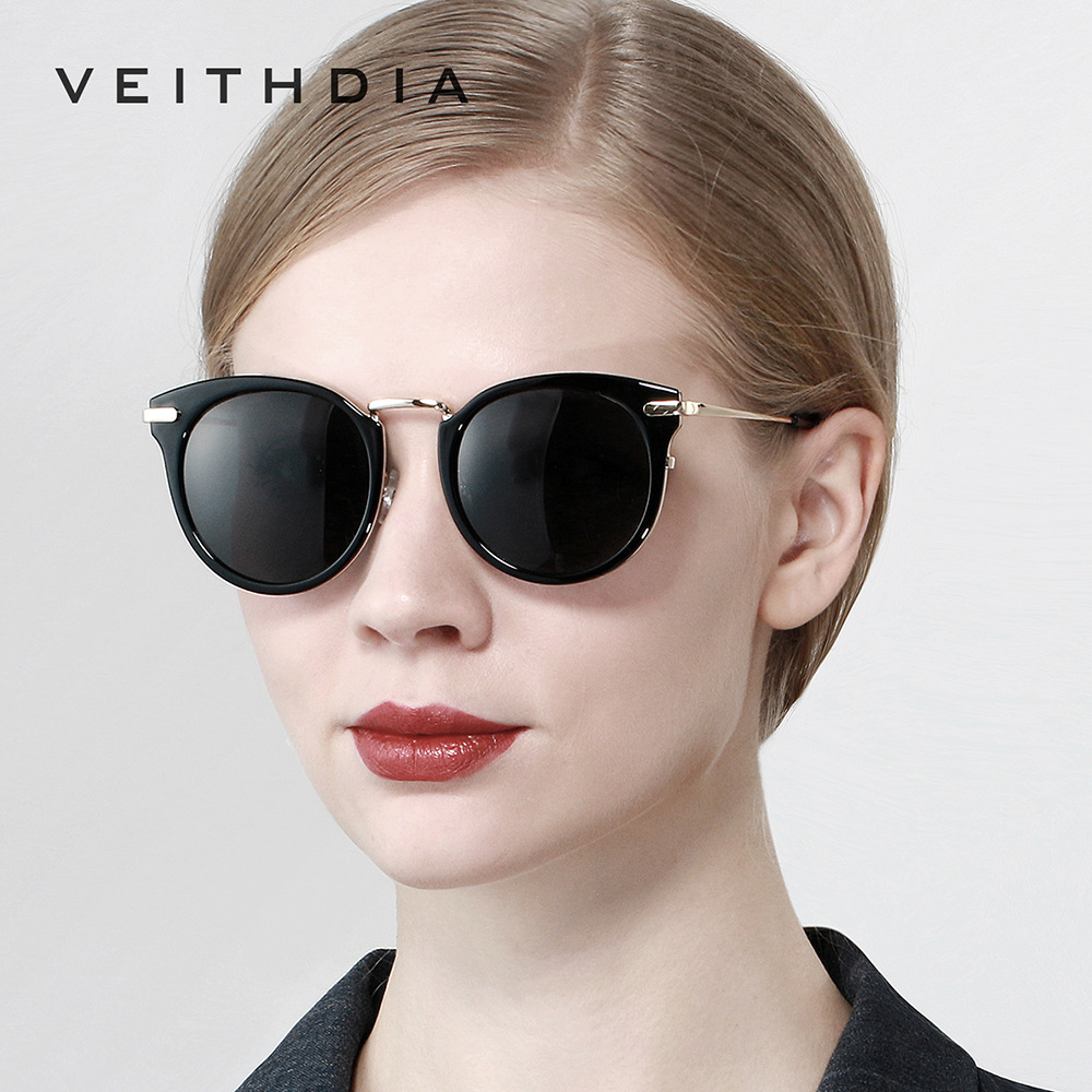 Moda de las mujeres ronda polarizada protección UV TR90 doble círculo ojo gato Gafas Sol 2022 nuevo en stock 3064
