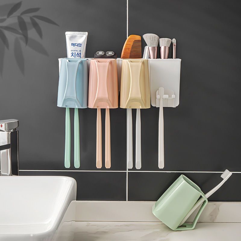 Cepillo de dientes titular de baño ponche libre de tres o cuatro bocas taza de lavado neto creativo rojo cepillo de dientes titular de la taza ponche-traje libre