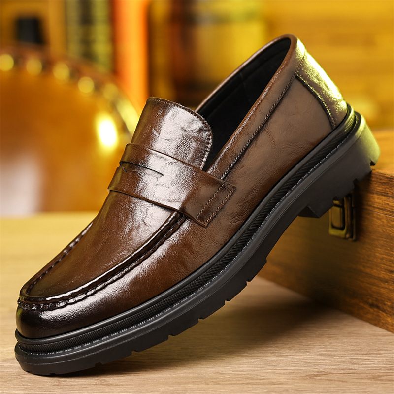 Men's Classic Low-Top Slip-On Loafers Comfortable Casual Leather Shoes_vogvips.com