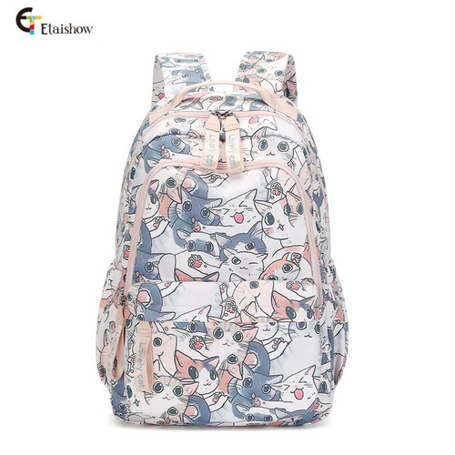  New Korean Style Large Capacity Middle and High School Student Backpack for Girls Cute Print University Computer Bag Dual Shoulder Backpack