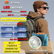 头灯头戴式强光头灯野外露营强光超亮激光炮头灯锂电池强亮手电筒