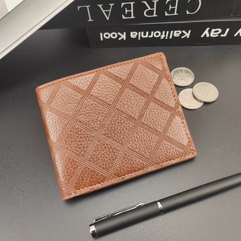 Foreign trade cross-border supply men's wallet with zipper embossed short wallet multi-card slot horizontal two-fold wallet