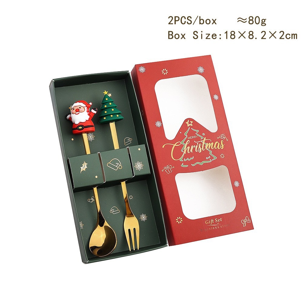 숟가락과 포크 2개(노인+둥근나무)