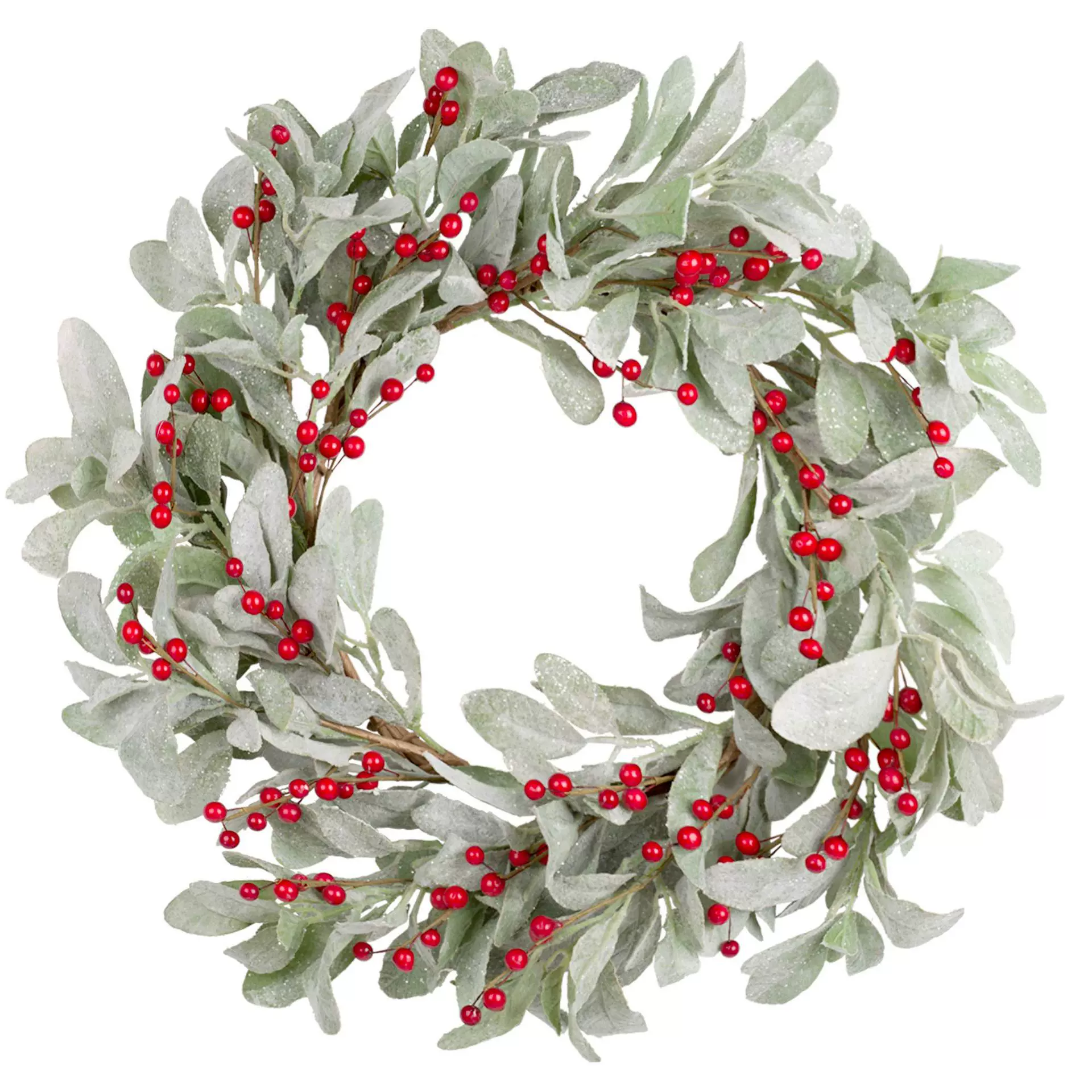 亚马逊新款植兔耳叶红果 欧美家居花环装饰门环仿真花环绿植 跨境