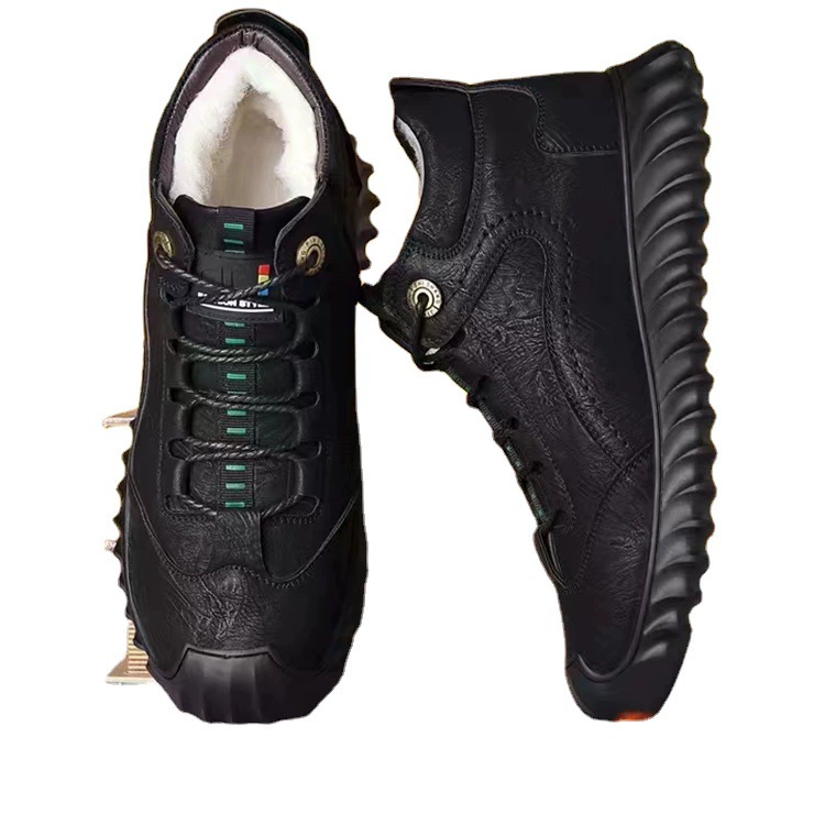 Оптовая Продажа с фабрики кожаные туфли на вкладыше из овечьего меха, модные новые теплые мужские кожаные туфли