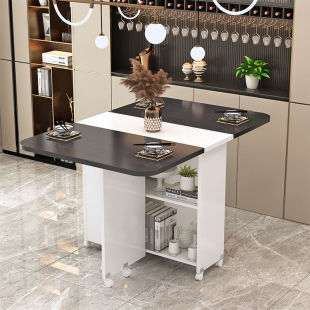 Rectangular Simple Multi-Functional Folding Dining Table for Home Small Apartment Removable and Retractable Small Dining Table with Wheels