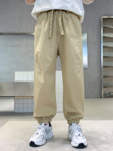 男童夏季纯棉防蚊裤2025新款中大童宽松卡其色休闲裤男孩长裤弹力