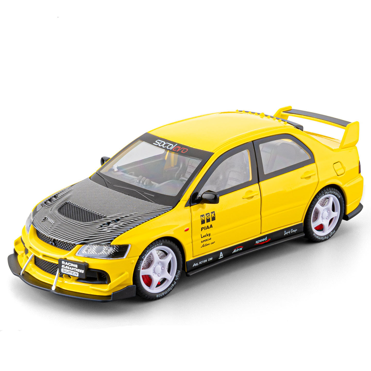 Auténtico autorizado 1: 24 modelo de automóvil de aleación Mitsubishi EVO retomado detalles sonoros y luminosos para retratar regalos creativos de sangre caliente para niños