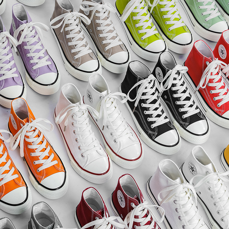 クラシックなハイカット1970年代レトロスニーカー、韓国版2025秋原宿風万能学生女子キャンバスシューズ、男女カップル向け