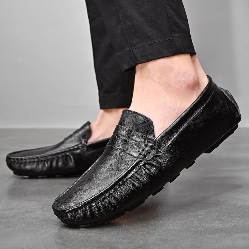 Black Beanie Shoes for Men, Genuine Leather, Large Size 45, Lazy Trendy White Men's Casual Leather Shoes 46, One-Leg Driving 47 Black Beanie Shoes for Men, Genuine Leather, Large Size 45, Lazy Trendy White Men's Casual Leather Shoes 46, One-Leg Driving 47