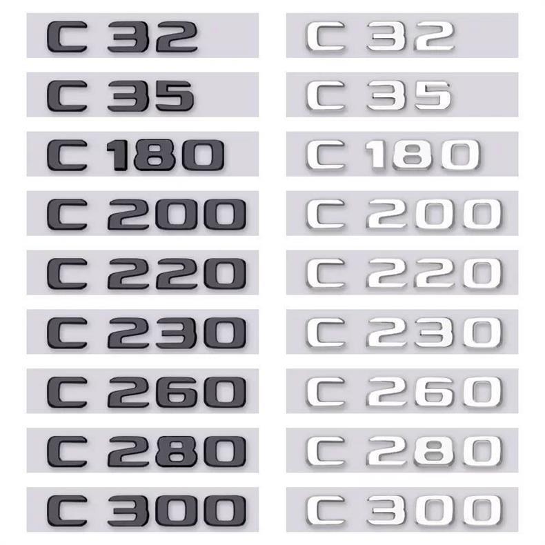 Mercedes-Benz E300L C260L C200L rear emblem, custom lettering for car decoration, E-Class and C-Class black rear car sticker