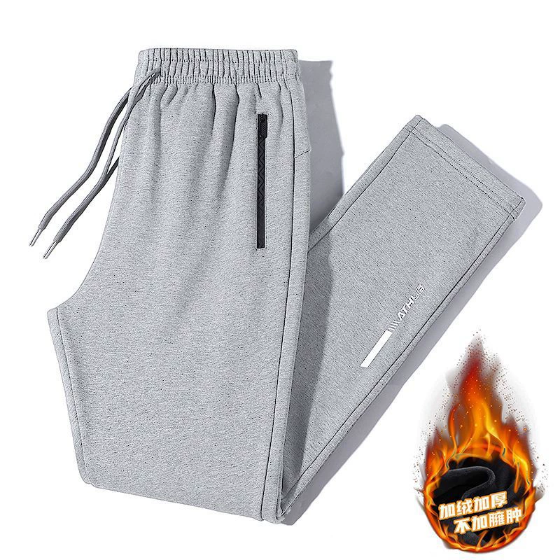 Трансграничные спортивные брюки мужские осенние и зимние новые свободные дикие среднего и пожилого возраста брюки мужские повседневные прямые флисные брюки