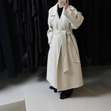 秋冬新款女装双面呢羊毛大衣长款韩版高级感系带宽松韩系慵懒大衣