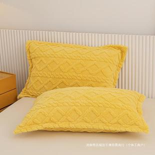New Winter Thickened Warm Tower Fleece Pillowcase Flannel Pillowcase Solid Color Coral Fleece Pillowcase Single Pack